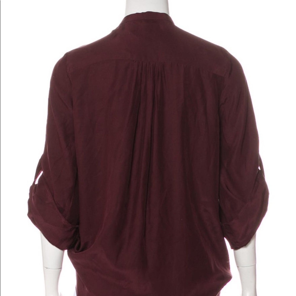 Elizabeth & James Deep Red Silk Tie Front Shirt- L - Picture 6 of 6